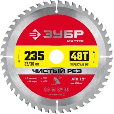 ЗУБР Чистый рез, 235 x 32/30 мм, 48Т, пильный диск по дереву (36914-235-32-48)