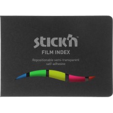 STICK`N Закладки самокл. индексы пластиковые 21076 12x45мм 5цв.в упак. 25лист в обложке европодвес