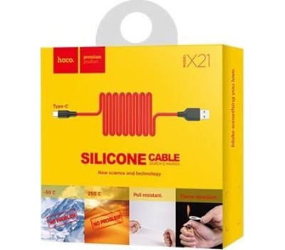 Кабель HOCO (6957531071419) X21 USB (m) - Type-C (m) 1.0m - красный/черный