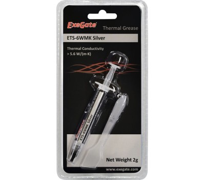 Термопаста EXEGATE ETS-6WMK Silver (5,6 Вт/(м/К), 2г, шприц с лопаткой) EX282346RUS