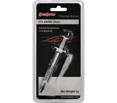 Термопаста EXEGATE ETS-6WMK Silver (5,6 Вт/(м/К), 2г, шприц с лопаткой) EX282346RUS