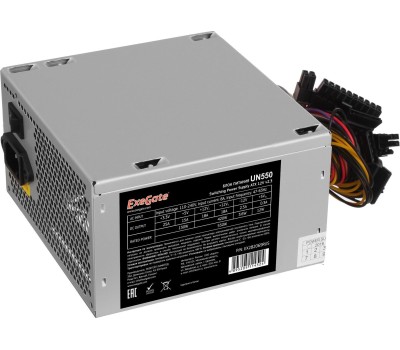 Блок питания Exegate EX282069RUS Блок питания 550W ExeGate UN550, ATX, 12cm fan, 24p+4p, 6/8p PCI-E, 3*SATA, 2*IDE, FDD