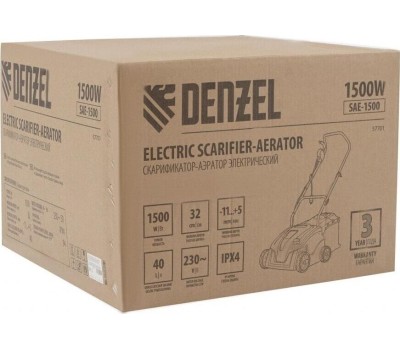 Скарификатор DENZEL Скарификатораэратор электрический SAE1500, 1500 Вт, 11/+5 мм, 32 cм Denzel 57701