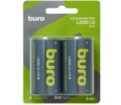 BURO Батарея Alkaline LR20 D 18000mAh (2шт) блистер