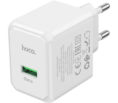 СЗУ HOCO (6942007603690) CS12A 1USB 3.0A QC3.0 18W White