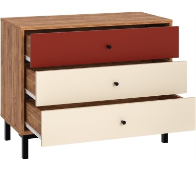 Модульная мебель МЕБЕЛЬ-КОМПЛЕКС JAM Комод 3Я Дуб крафт табачный/Сатин/Терракот