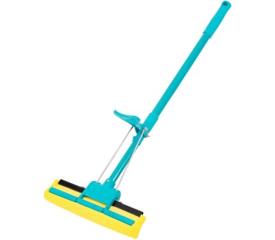 Швабра PALISAD отжимная, 110 см, губка PVA 26х5,5х6 см, телескопическая рукоятка, бирюзовая, Home 93581