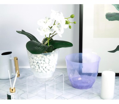 Горшок цветочный HOMVER Laurel для орхидей D175мм, 2,3л с поддоном (бесцветный) 221615101/00