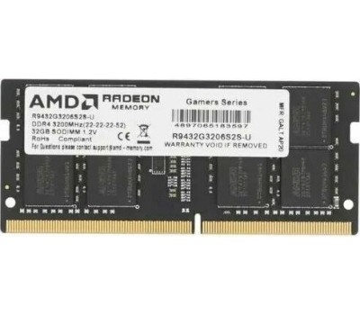 Оперативная память AMD Оперативная память R9 R9432G3206S2S-U DDR4 - 1x 32ГБ 3200МГц, для ноутбуков (SO-DIMM), Ret