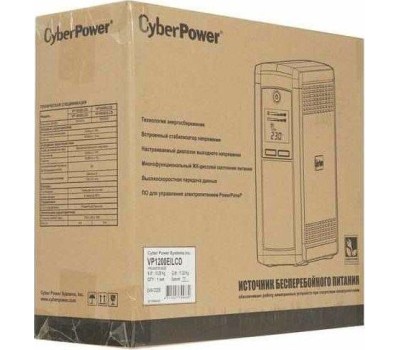 ИБП CYBERPOWER ИБП VP1200EILCD {Line-Interactive, Tower, 1200VA/720W USB/RS-232/RJ11/45 (4 + 4 С13), 12В/7,2 Ач х 2}
