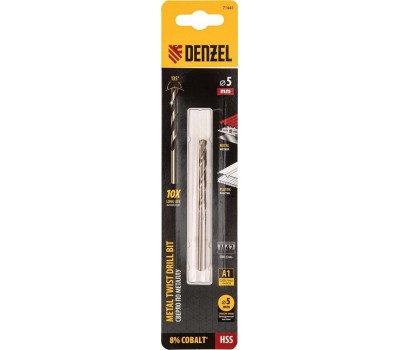 Сверло DENZEL Сверло по металлу, 5 мм, HSS Co-8%// 71441