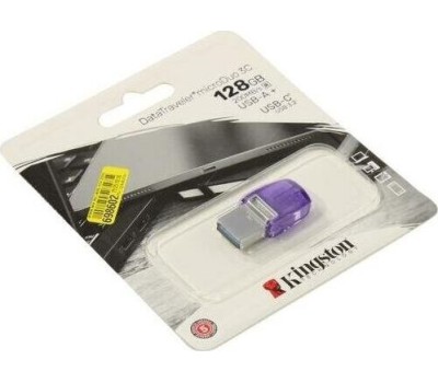 Флешка KINGSTON Флешка USB DataTraveler microDuo 3C 128ГБ, USB3.0, фиолетовый [dtduo3cg3/128gb]