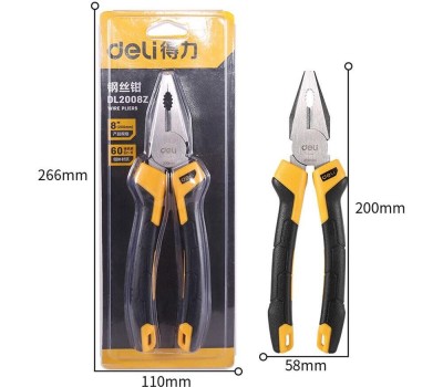 Комбинированные плоскогубцы DELI Комбинированные плоскогубцы DL2008Z 200мм, сталь CrV, прорезиненная двухкомпонентная ручка