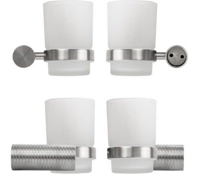 GFmark - Стакан стеклянный с креплением к стене, из нержавеющей стали с резным креплением 81005