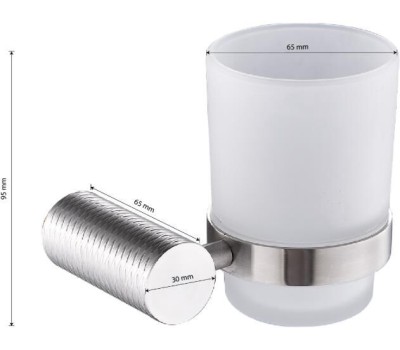 GFmark - Стакан стеклянный с креплением к стене, из нержавеющей стали с резным креплением 81005