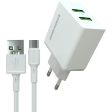 СЗУ MORE CHOICE (4610196409042) NC11a СЗУ 2USB 2.4A для Type-C White