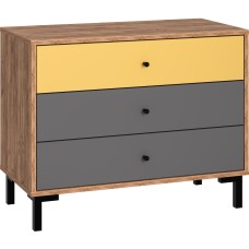 Модульная мебель МЕБЕЛЬ-КОМПЛЕКС JAM Комод 3Я Дуб крафт табачный/Серый шифер/Сэнд