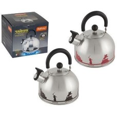 MALLONY Чайник из нерж. стали ГОРОДА РОССИИ со свистком 2,5 л, с рисунком, меняющим цвет (006641)
