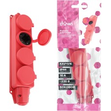 Колодка DUWI (27467 4) Колодка каучуковая, 4 гнезда, с заземлением, с защитной крышкой