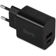 BURO Сетевое зарядное устройство BUWD1, USB-A, USB-C, 20Вт, 3A, черный [buwd18p110bk]