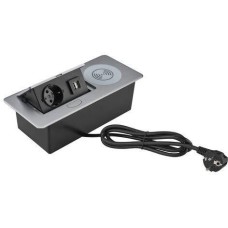 Стол компьютерный CACTUS Розетка CS-SOCKET-USBA-WLESS, для столешницы, серебристый