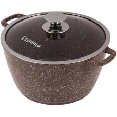 Кастрюля ГОРНИЦА Кастрюля а/пр литая 8,0л стекл/кр Шоколад ТМ