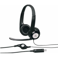 LOGITECH Гарнитура H390, для контактных центров, накладные, проводные, черный [981-001577]