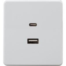 KRANZ Розетка ROUND USB-A+Type-C 3А с функцией быстрой зарядки перламутр