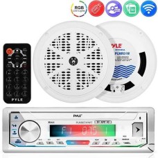 Морская магнитола PYLE MARINE PLMRKT49WT магнитола белая/RGB мультицвет/SD/USB/BT
