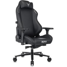 KNIGHT Кресло игровое Runa черный экокожа с подголов. крестов. металл