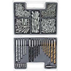 MATRIX Набор сверл комбинированный: бетон 4-10 мм, металл 2-10 мм, дерево 4-10 мм, дюбеля, 300 предметов 72577