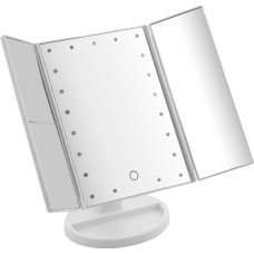 САНАКС - Зеркало косметическое, настольное, БЕЛОЕ, со светодиодной подсветкой, раскладное, сенсорное, зеркало с двойным и тройным увеличением 75271