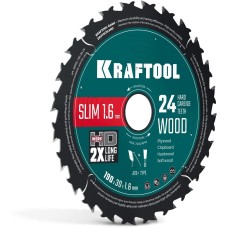 KRAFTOOL Slim wood cut 190 х 30 x 1.6 мм, 24Т, диск пильный по дереву, (36955-190-30-24)