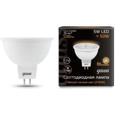 GAUSS Лампа светодиодная MR16 5Вт цок.:GU5.3 спот 12B св.свеч.бел.теп. MR16 (упак.:1шт) (201505105)