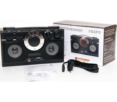 Радиоприемник БЗРП РП-304 УКВ 64-108МГц, бат. 4*R20, 220V, USB/SD, 2 динамика