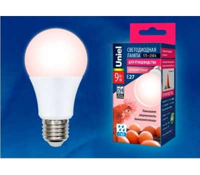 Лампа декоративная светодиодная UNIEL (UL-00003189) для птиц LED-A60-9W/SCEP/E27/FR/DIM IP65 PLO65WH