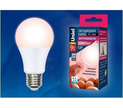 Лампа декоративная светодиодная UNIEL (UL-00003189) для птиц LED-A60-9W/SCEP/E27/FR/DIM IP65 PLO65WH