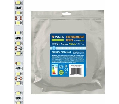 ЭЛЕКТРИКА VOLPE (UL-00004539) ULS-Q330 2835-120LED/m-8mm-IP20-DC12V-9,6W/m-5M-6500K катушка в герметичной упаковке