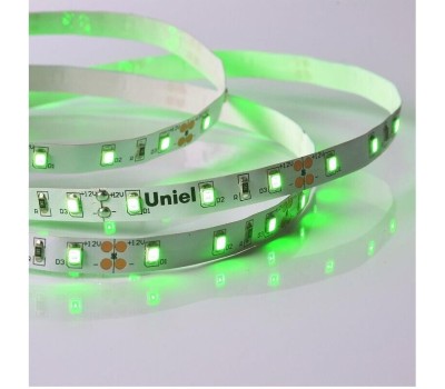 Светодиодная лента UNIEL (UL-00004360) ULS-M11-2835-60LED/m-8mm-IP20-DC12V-4,8W/m-5M-GREEN PROFI катушка в герметичной упаковке