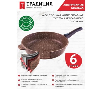 Сковорода ТРАДИЦИЯ ТД2285 антипригарная литая 28см съемн/руч Доломит