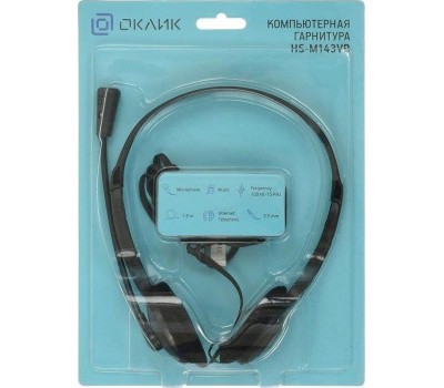 OKLICK Наушники с микрофоном Оклик HS-M143VB черный 1.8м накладные оголовье (614036)