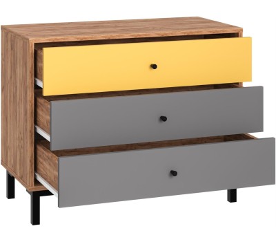 Модульная мебель МЕБЕЛЬ-КОМПЛЕКС JAM Комод 3Я Дуб крафт табачный/Серый шифер/Сэнд