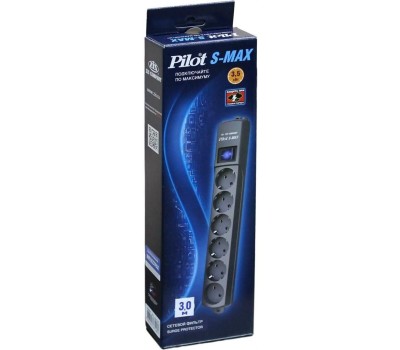 PILOT S-MAX 3м (6 розеток) серый (коробка)