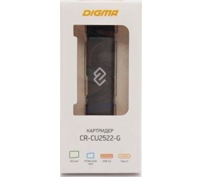 DIGMA Картридер внешний CR-CU2522-G, серый [cr-сu2522-g]
