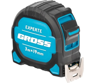 Рулетка GROSS Рулетка Experte,3 м x 19 мм,двухкомпонентный корпус,магнит,двухсторонняя разметка,нейлон 32574