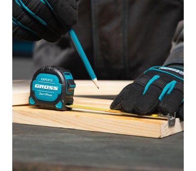 Рулетка GROSS Рулетка Experte,3 м x 19 мм,двухкомпонентный корпус,магнит,двухсторонняя разметка,нейлон 32574