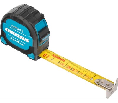 Рулетка GROSS Рулетка Experte,3 м x 19 мм,двухкомпонентный корпус,магнит,двухсторонняя разметка,нейлон 32574