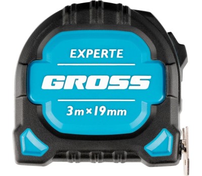 Рулетка GROSS Рулетка Experte,3 м x 19 мм,двухкомпонентный корпус,магнит,двухсторонняя разметка,нейлон 32574
