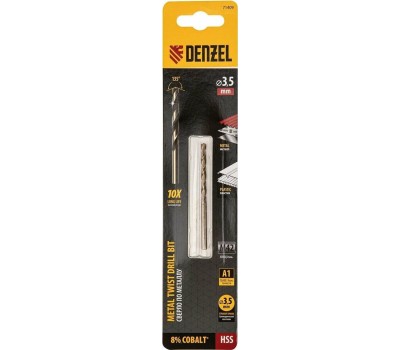 Сверло DENZEL Сверло по металлу, 3,5 мм, HSS Co-8%// 71409