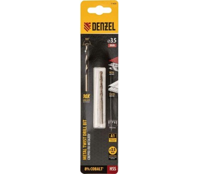 Сверло DENZEL Сверло по металлу, 3,5 мм, HSS Co-8%// 71409